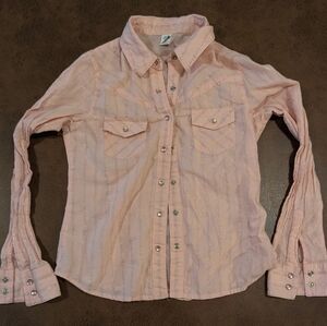 Retro girls long sleeve collar button up top. Girls size 10.